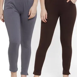 TAG 7 Women Pack Of 2 Solid Ankle-Length Straight-Fit Leggings-image-46
