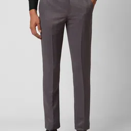 V Dot Men Textured Skinny Fit Formal Trousers-image-32