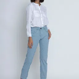B.Copenhagen Women Tailored Tapered Fit Striped Trousers-image-72