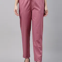 Go Colors Women Purple Tapered Fit Trousers-image-3