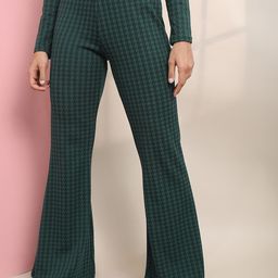 Tokyo Talkies Women Checked Slim Fit Jacquard Bootcut Trousers-image-55