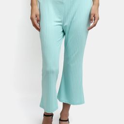 V-Mart Women Slim Fit Striped Mid-Rise Trousers-image-53