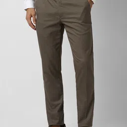 Peter England Men Slim Fit Self Design Mid-Rise Formal Trousers-picture-2