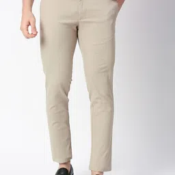 Basics Men Mid-Rise Tapered Fit Cotton Chinos Trousers-image-78