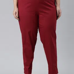Go Colors Women Plus Size Relaxed Straight Fit Trousers-63