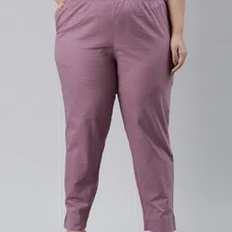 Go Colors Women Plus Size Relaxed Straight Fit Cotton Trousers-37