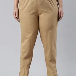 Go Colors Women Plus Size Relaxed Straight Fit Cotton Trousers-38