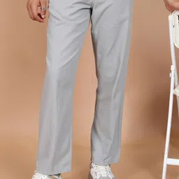 HIGHLANDER Men Grey Mid-Rise Straight Fit Cotton Trousers-image-49