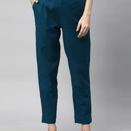 KAMI KUBI Women Straight Fit Pure Cotton Trousers-image-55
