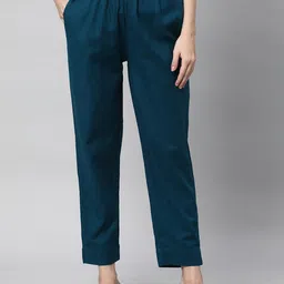 KAMI KUBI Women Straight Fit Pure Cotton Trousers-image-55