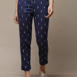 Biba Women Printed Relaxed Straight Leg Straight Fit Trousers-image-55