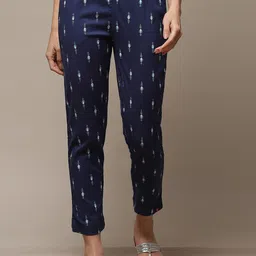 Biba Women Printed Relaxed Straight Leg Straight Fit Cropped Cigarette Trousers-image-49