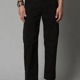 Breakbounce Men Black Comfort Straight Fit Trousers-image-48