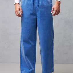 Bewakoof Men Straight Fit Oversized Cotton Trousers-picture-46
