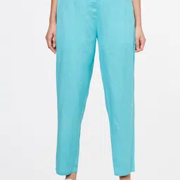 Global Desi Women Blue Straight Fit Trousers-image-77