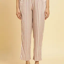 W Women Striped Straight Fit Mid Rise Plain Parallel Trousers-image-95