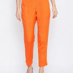 SUTI Women Orange Comfort Slim Fit Trousers-picture-51