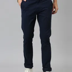 Breakbounce Men Navy Blue Slim Fit Trousers-image-13
