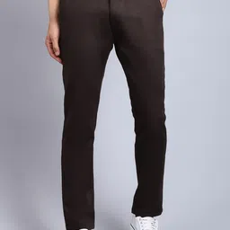 Rodamo Men Brown Slim Fit Cotton Trousers-image-129