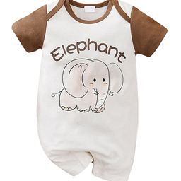 StyleCast Kids White & Brown Graphic Printed Pure Cotton Rompers-44