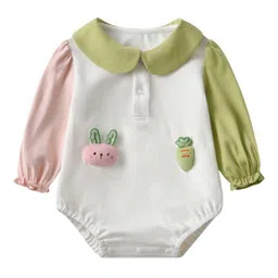 StyleCast White Infants Girls Self Design Cotton Romper-image-61