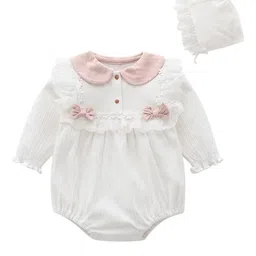 StyleCast Infants Girls White Ruffled Detailed Peter Pan Collar Cotton Bodysuit-image-17