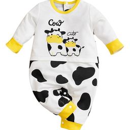 StyleCast Infants Kids White & Black Printed Cotton Rompers-image-11
