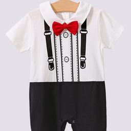 StyleCast Infant Boys White & Black Printed Cotton Rompers-image-23