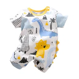 StyleCast Infant Boys White Printed Cotton Rompers-19