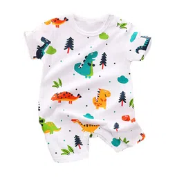 StyleCast Infants Boys White Printed Cotton Rompers-21