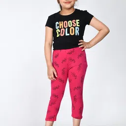 IndiWeaves Girls Pack Of 5 Printed Pure Cotton Relaxed Fit Mid-Rise Slip-On Capris-image-71