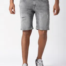 Pepe Jeans Men Mid-Rise Ripped Denim Shorts-36