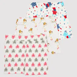 Nino Bambino Kids Assorted Pack Of 3 Conversational Printed Organic Cotton Regular Shorts-8