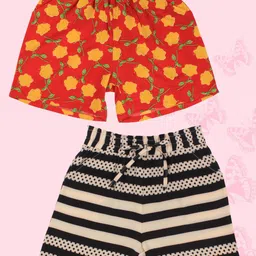 CUTECUMBER Girls Pack of 2 Floral Printed Shorts-36