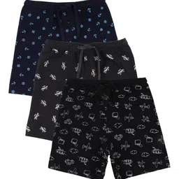 Bodycare Kids-Boys Antiviral & Antibacterial Pack Of 3 Black Printed Shorts-image-52
