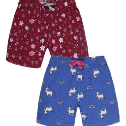 PLUM TREE Girls Pack Of 2 Conversational Printed Pure Cotton Shorts-image-48
