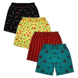 MIST N FOGG Kids Pack Of 4 Floral Printed Mid-Rise Cotton Casual Shorts-53