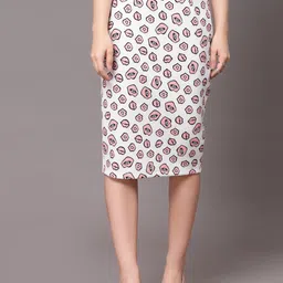 KASSUALLY Women White & Pink graphic Printed Skirts-image-78