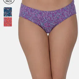 Leading Lady Women Pack Of 3 Printed Pure Cotton Hipster Briefs-picture-50