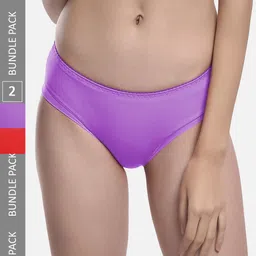 StyFun Pack Of 2 Anti Microbial Seamless Hipster Briefs LS_Chinki_Panty_PurpleRed-image-3