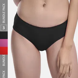 StyFun Women Pack Of 3 Anti Microbial Hipster Briefs-LS_Chinki_Panty_BlackPinkRed-image-26