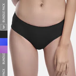 StyFun Women Pack Of 3 Anti Microbial Lycra Hipster Briefs LS_Chinki_Panty_BlackBluePurple-image-34