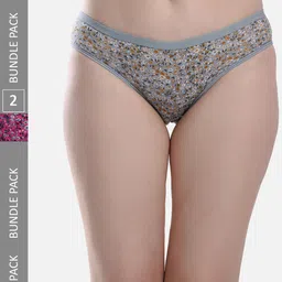 StyFun Women Pack of 2 Floral Printed Anti Microbial Hipster Briefs LS_Flower-picture-43