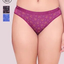 ABELINO Women Pack Of 3 Floral Printed Hipster Briefs-image-61