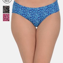 Leading Lady Women Pack of 3 Magenta & Blue Printed Cotton Hipster Briefs-13