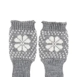 Bharatasya Kids Grey Pattern Acrylic Knitted Christmas Winter Gloves-image-70