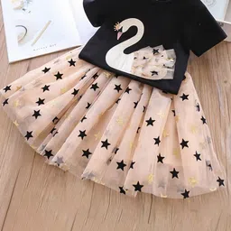 YK Girls Printed Round Neck Short Sleeves Pure Cotton Top With Skirt-picture-13