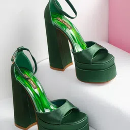 Flat n Heels Open Toe Platform Heels With Buckle-17