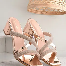 CLOG LONDON Embellished Cross Strap Open Toe Block Heels-12