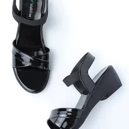 Walkfree Black Wedge Sandals-35